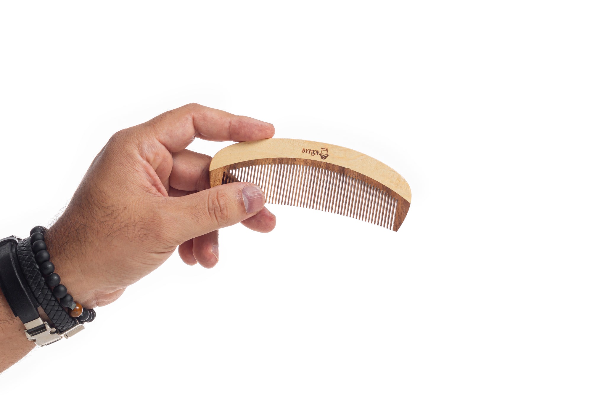 Pente de Madeira Curvo para Barba Portátil - Anti-Frizz e Estilização