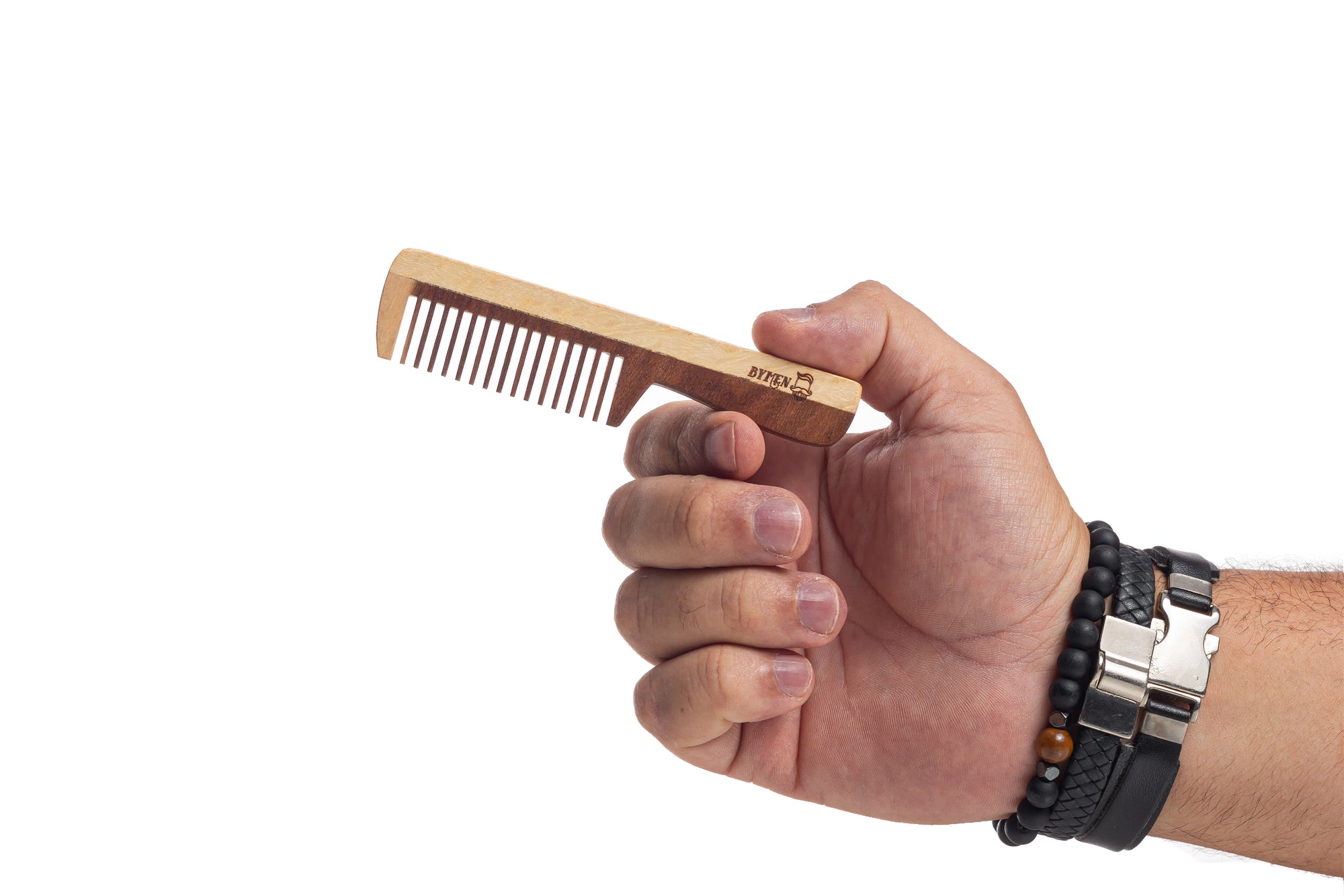 Pente de Madeira para Barba e Bigode Portátil - Anti-Frizz e Estilização
