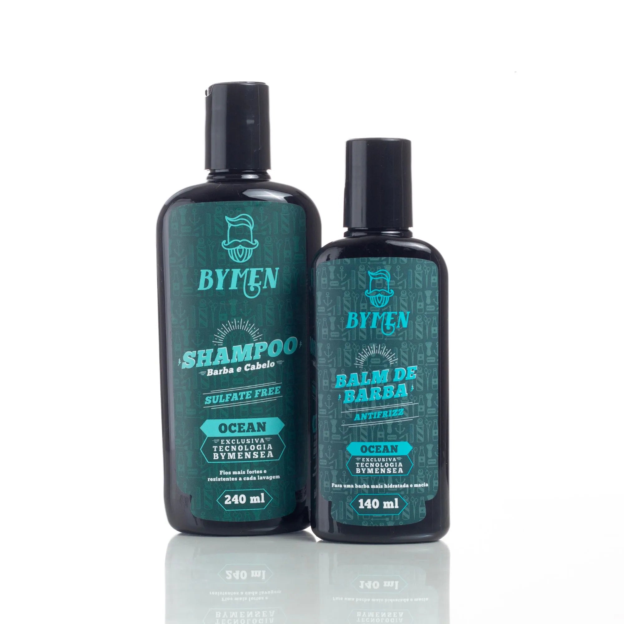 Kit para Barba e Cabelo com Shampoo 2x1 e Balm Hidratante - Linha Ocean