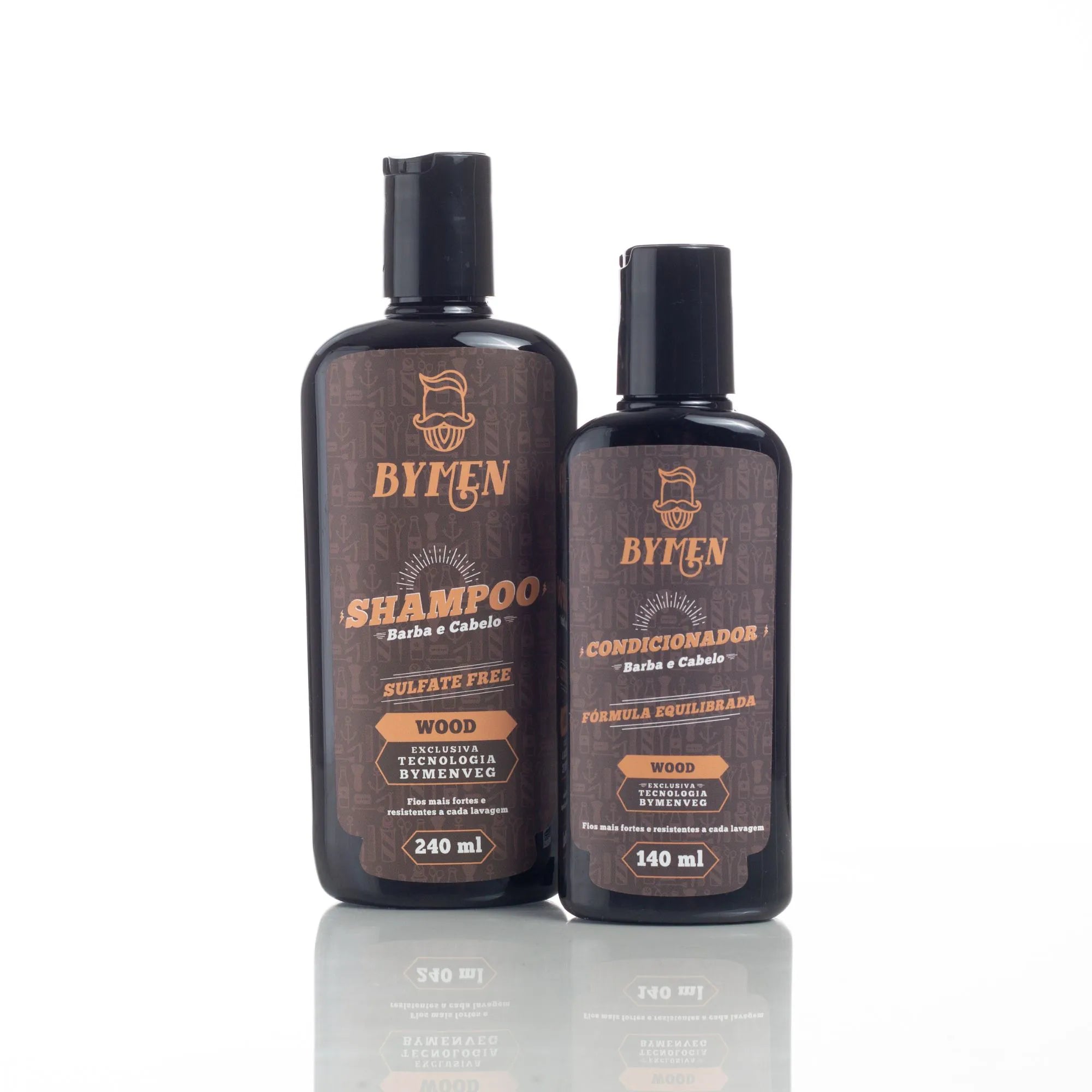 Kit para Barba e Cabelo com Shampoo 2x1 e Condicionador Hidratante - Linha Wood