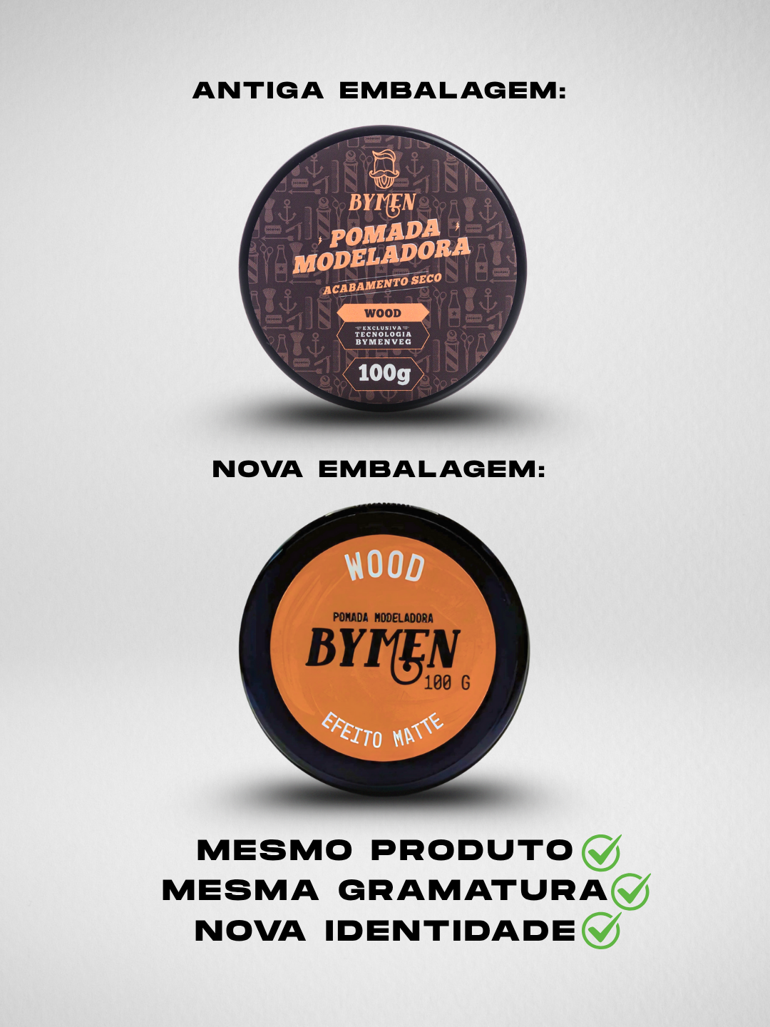 Pomada Modeladora Efeito Matte (Efeito Seco) - Fixação e Textura Natural | Linha Wood 100g