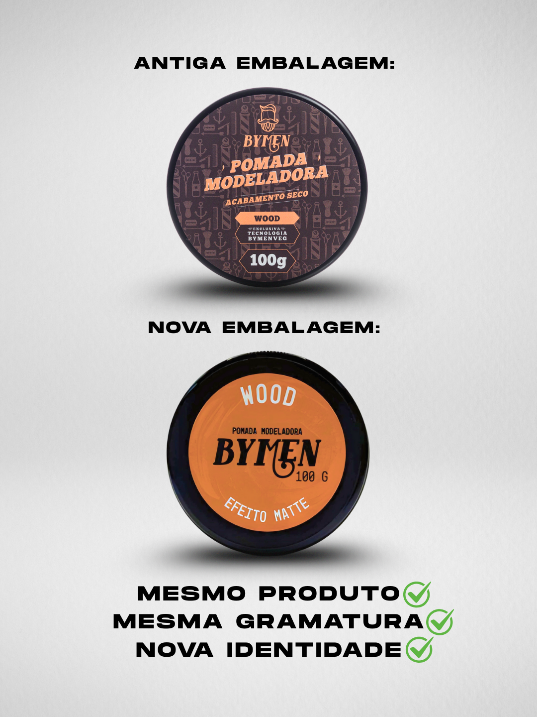 Pomada Modeladora Efeito Matte (Efeito Seco) - Fixação e Textura Natural | Linha Wood 100g
